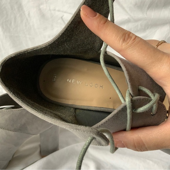 New Look UK brand gray block suede heels 8,5 (39eu) size - Picture 4 of 10